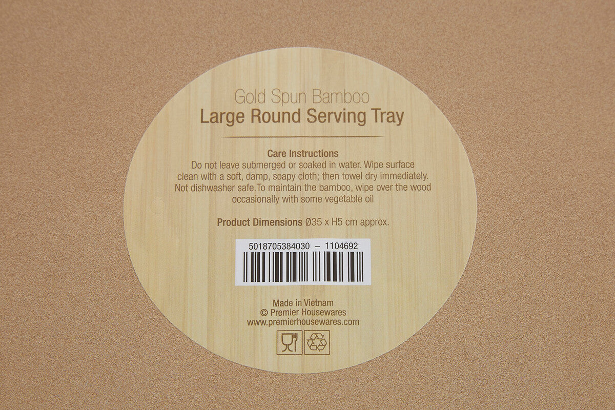 Kyoto Large Round Gold Serving Tray