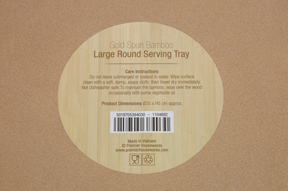 Kyoto Large Round Gold Serving Tray