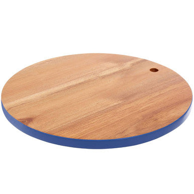 Socorro Round Acacia Chopping And Serving Board With Blue Edge