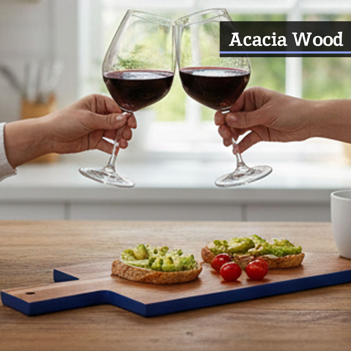 Socorro Rectangular Blue Edge Chopping And Serving Board