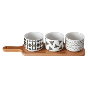 Soiree Serving Board With Patterned Dishes