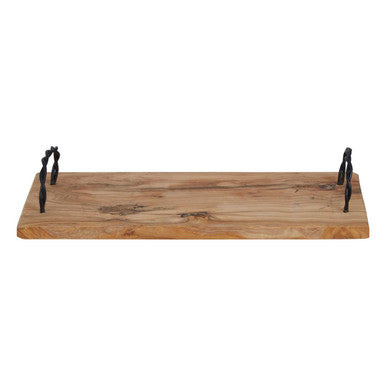 Kora Rectangular Olive Wood Platter With Side Handles