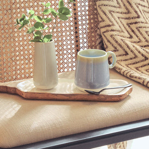 Mango Wood Paddle Serving Board with White Enamel | Kara