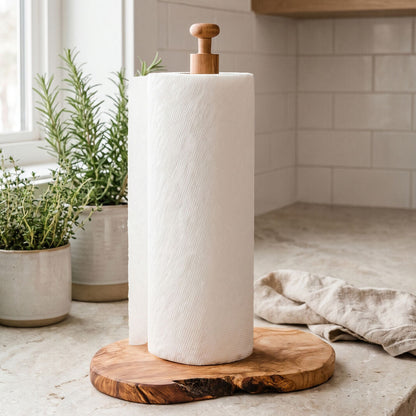 Olive Wood Kitchen Roll Holder | Kora