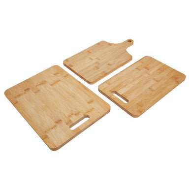 Aleki Set Of Three Bamboo Chopping And Serving Boards With Handles