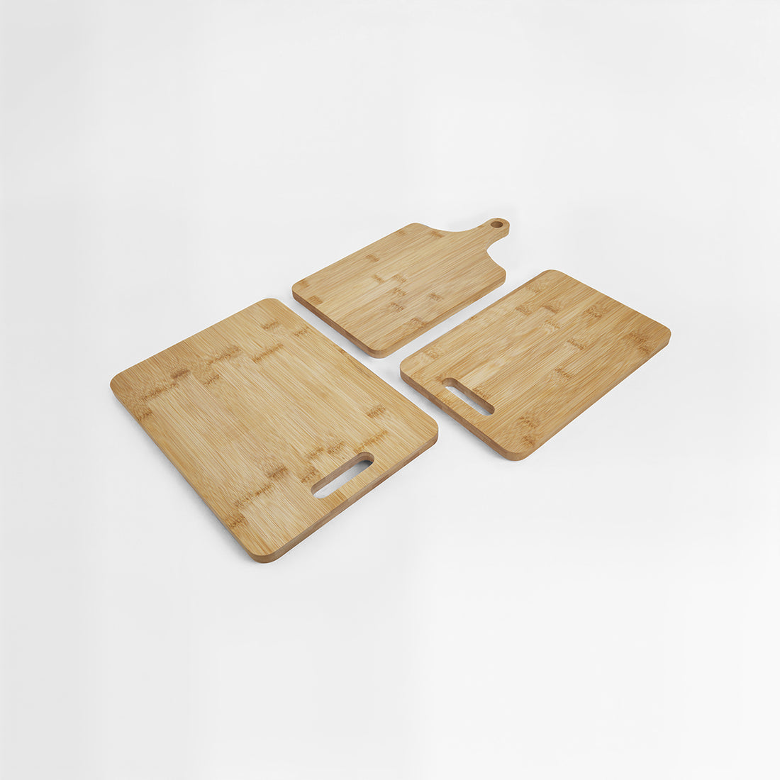 Aleki Set Of Three Bamboo Chopping and Serving Boards with Handles