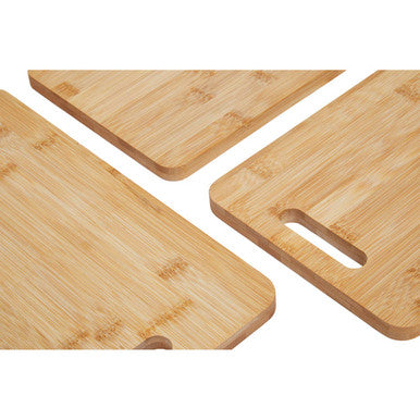 Aleki Set Of Three Bamboo Chopping And Serving Boards With Handles