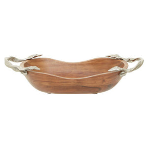 Vine Acacia Wood Large Oval Bowl
