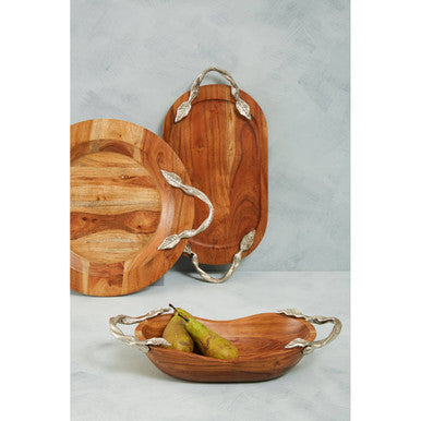 Vine Acacia Wood Large Oval Bowl