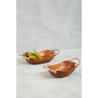 Vine Acacia Wood Large Oval Bowl