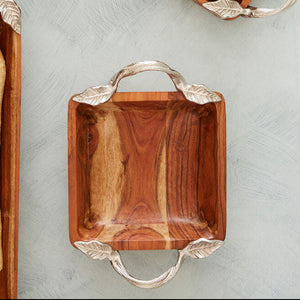 Vine Acacia Wood Square Bowl