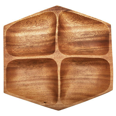Kora Small Four Section Serving Dish In Acacia Wood