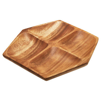 Kora Small Four Section Serving Dish In Acacia Wood
