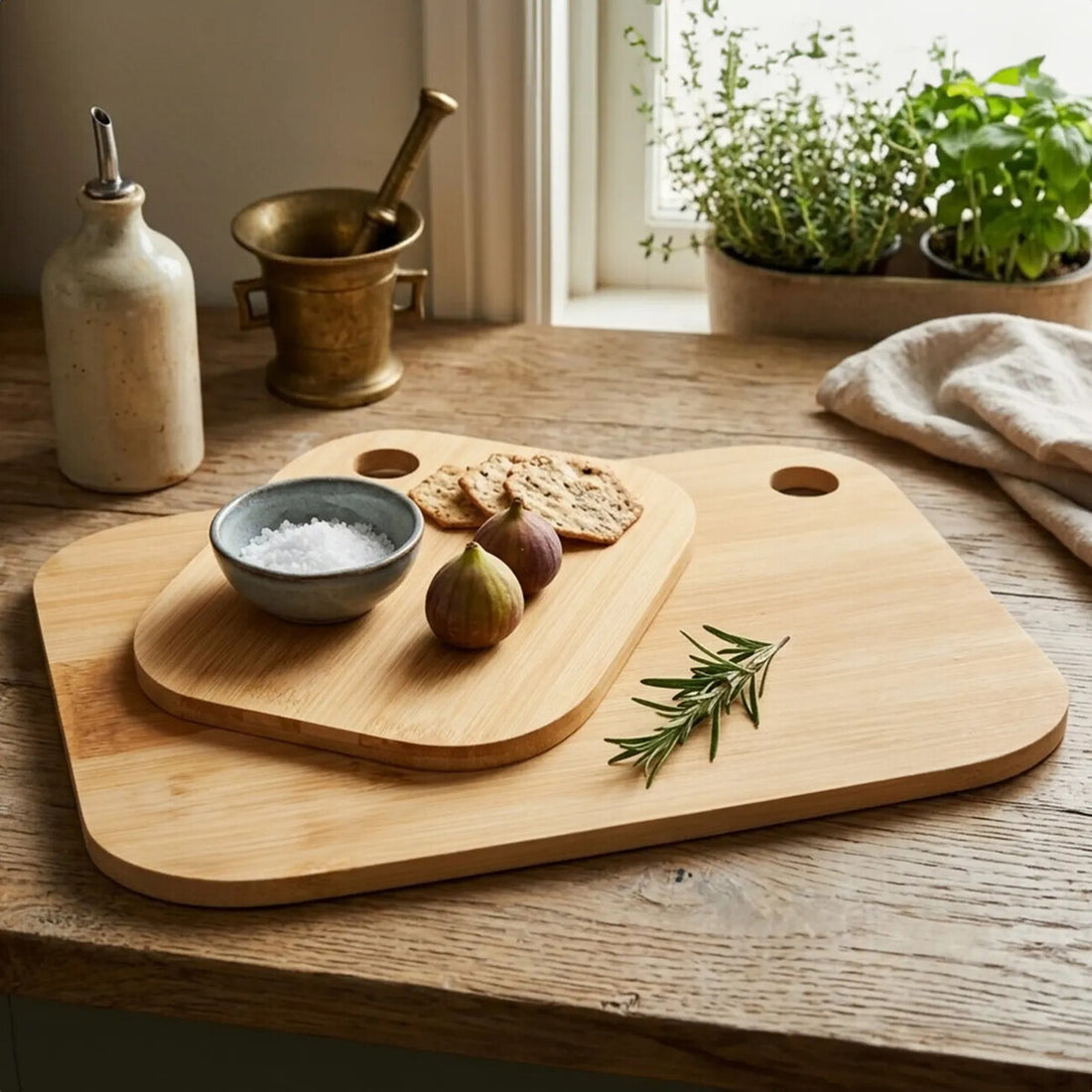 Dahra Set Of 2 Bamboo Cutting and Serving Boards