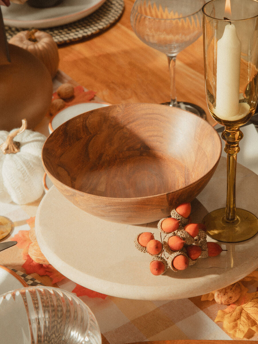 Large Round Sheesham Wood Salad Bowl | Rosi