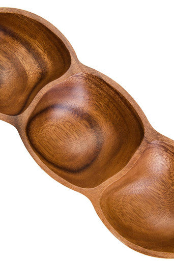 Kora Acacia Wood Three Section Antipasti Dish - Image 4