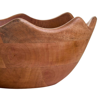 Kara Mango Wood Serving or Fruit Bowl with Scalloped Edge