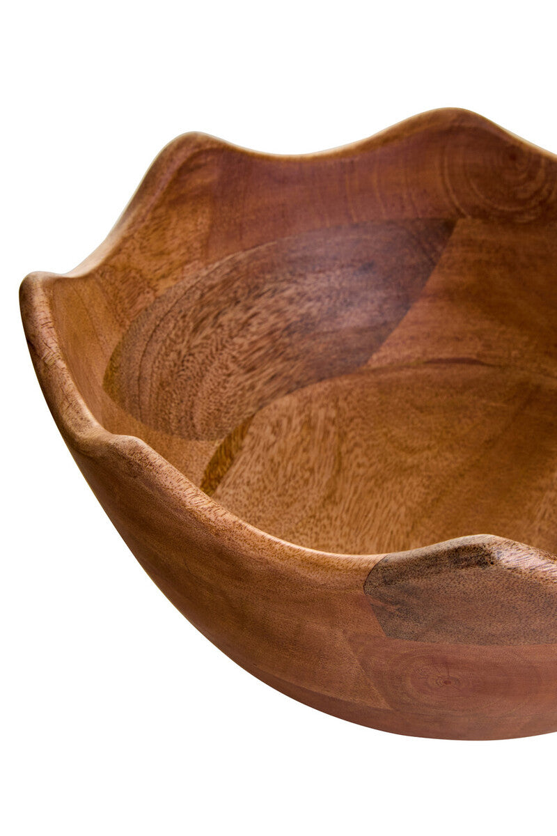 Kara Mango Wood Serving or Fruit Bowl with Scalloped Edge - Image 4