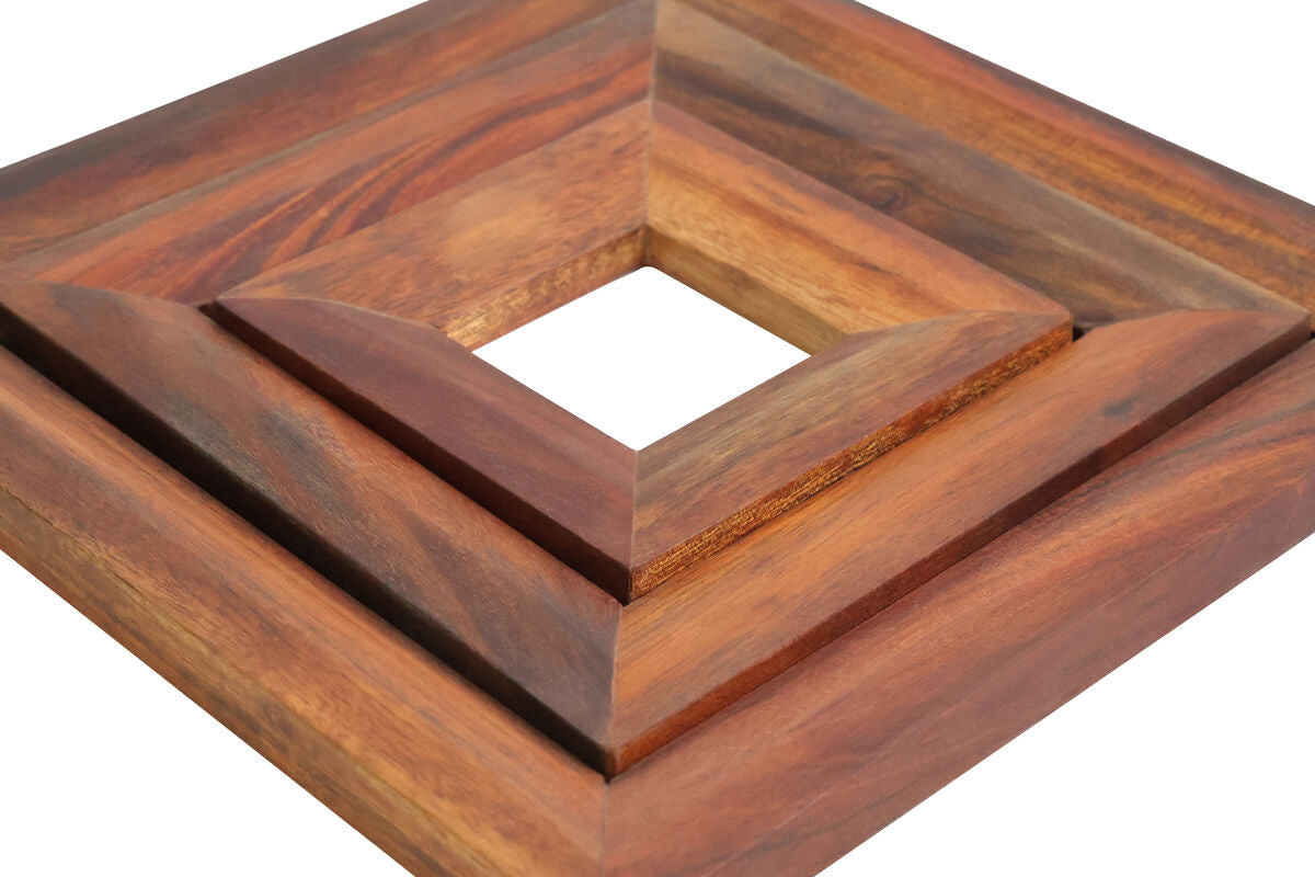 Acacia Wood 3pc Square Trivet Set | Pazel