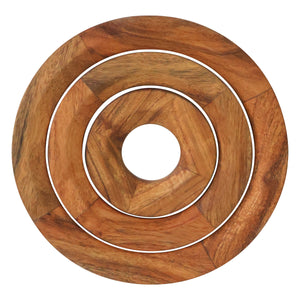 Acacia Wood 3pc Round Trivet Set | Pazel