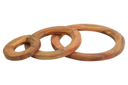 Acacia Wood 3pc Round Trivet Set | Pazel