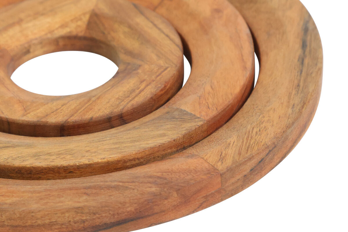 Acacia Wood 3pc Round Trivet Set | Pazel