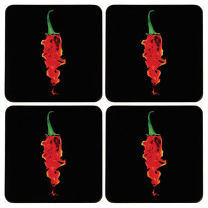 Set of Four Coasters | Flaming Chilli