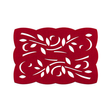 Felt Set Of Two Red Leaf Design Placemats - image 2