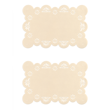 Felt Set Of Two Flower Design Ivory Placemats - image 1
