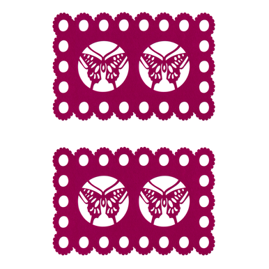 Felt Set Of 2 Hot Pink Butterfly Design Placemats - image 1