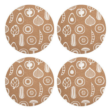 Besa Set Of Four Cork Round Placemats