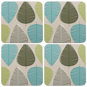 Set of Four Coasters | Green Leaf