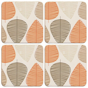 Set of Four Coasters | Orange Leaf