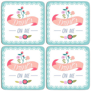 Amelie Assorted Cork Coaster Set of 4 with Floral Design
