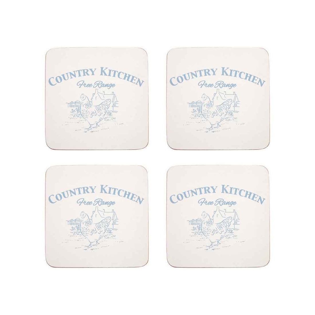 Country Kitchen Set Of Four Cork Coasters