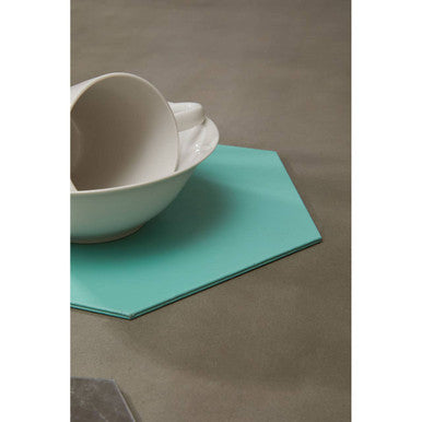 Geome Set of 4 Leather Effect Dipped Jade And Silver Hexagon Placements