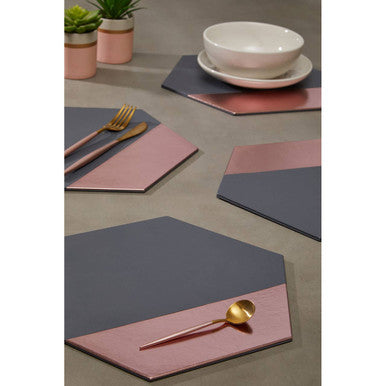 Geome Set of 4 Dipped Grey And Rose Gold
