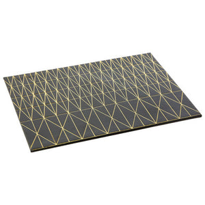 Geome Set Of 4 Leather Effect Black And Gold Prism Placemats