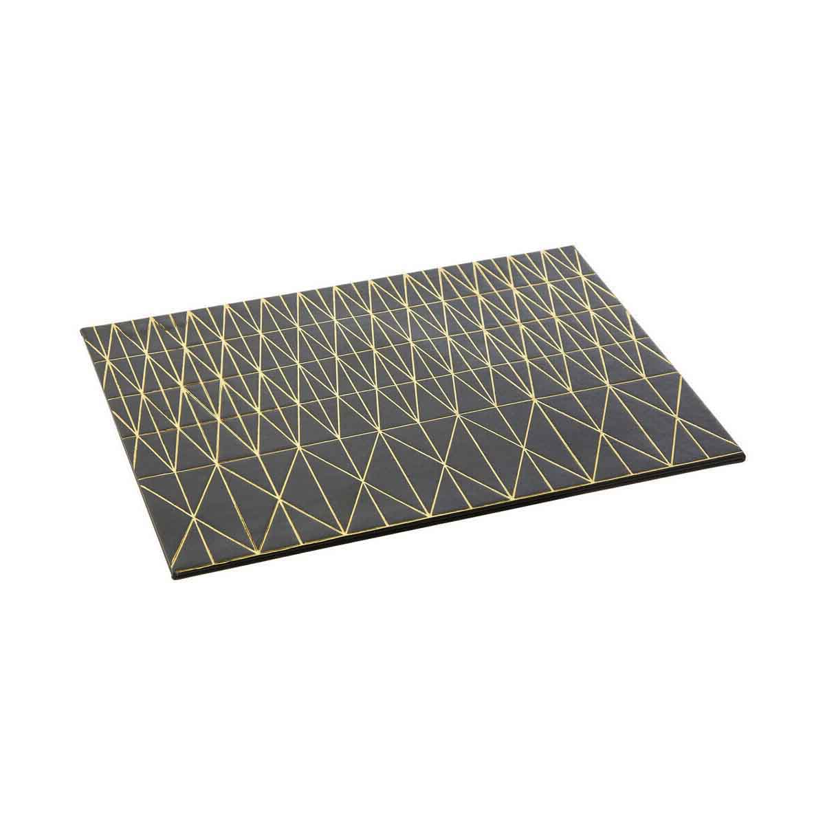 Geome Set of 4 Leather Effect Black and Gold Prism Placemats
