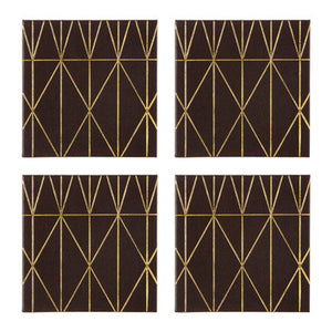 Geome Set Of 4 Prism Black And Gold Coasters