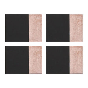 Geome Set of 4 Leather Effect Black and Rose Gold Placemats