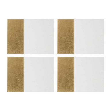 Geome Set of 4 Dipped White and Gold Pla