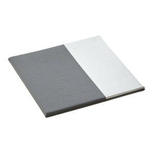 Geome Set Of 4 Leather Effect Grey And Silver Coasters