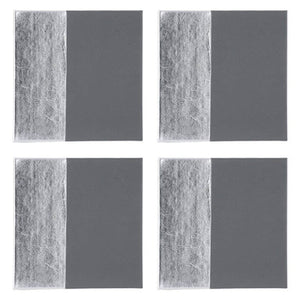 Geome Set Of 4 Leather Effect Grey And Silver Coasters