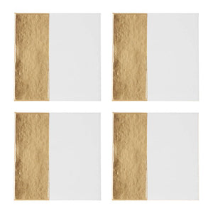 Geome Set of 4 Square White and Gold Coasters
