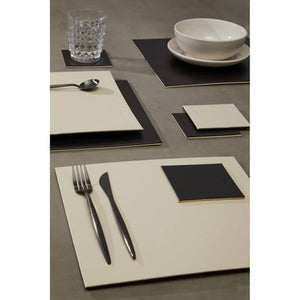 Geome Reversible Black And Cream Placemat And Coaster Set Of 4