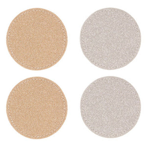 Set of 4 Reversible Gold and Silver Glitter Coasters | Geome