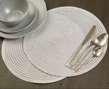 Alice Round Silver Thread Woven Placemat