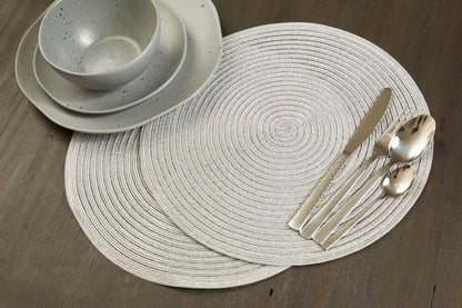 Alice Round Silver Thread Woven Placemat
