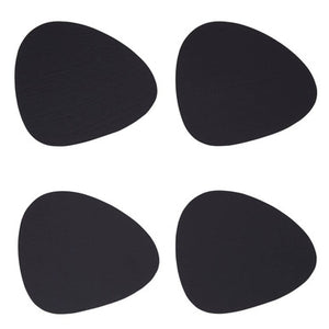 4 Piece Pebble Black Leather Coasters | Catlins